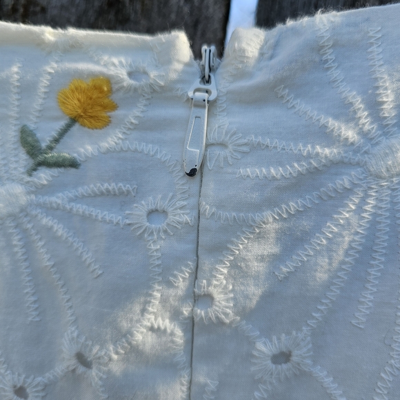 Just Me Floral Ruffle Dress - White and Yellow - Picture 11 of 11